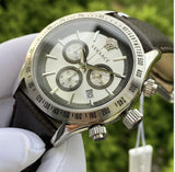 Versace Classic Chronograph Quartz Silver Dial Brown Leather Strap Watch For Men - VEV700119 Buy Now By Versace
