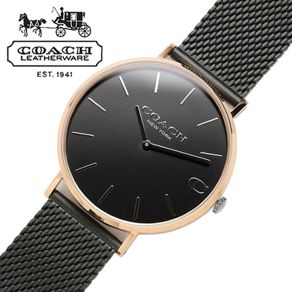 Coach Charles Black Ion Dial Black Mesh Bracelet Watch for Men - 14602470 Buy Now By Coach