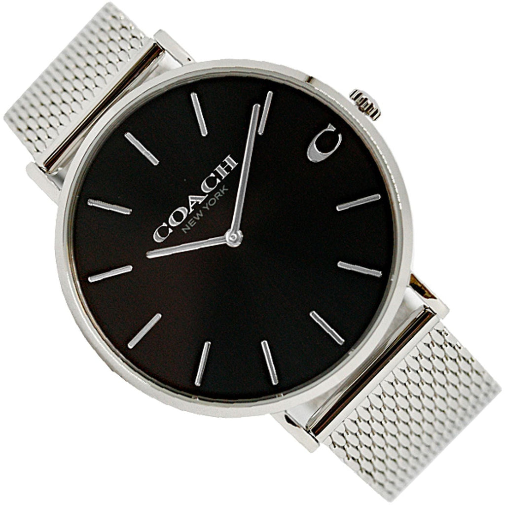 Coach Charles Black Dial Silver Mesh Bracelet Watch for Men - 14602144 Buy Now By Coach