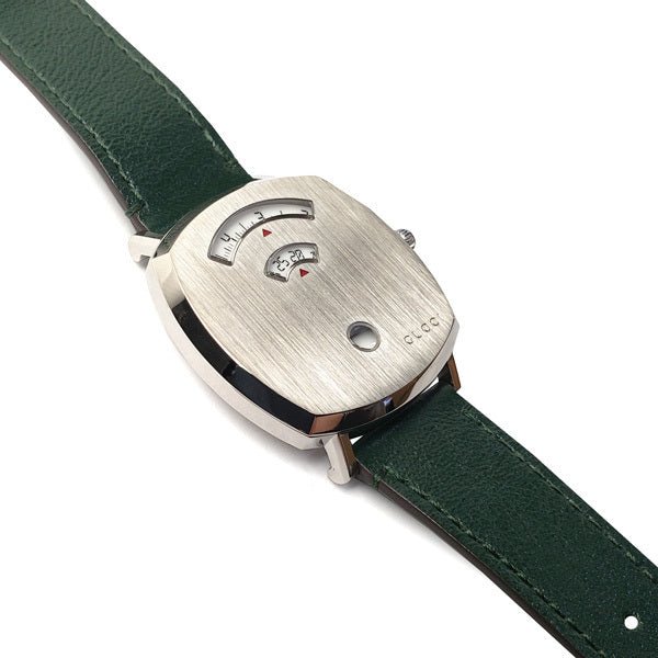 Gucci Grip Silver Dial Green Leather Strap Unisex Watch - YA157412 Buy Now By Gucci
