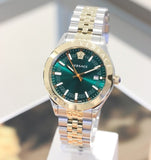 Versace Hellenyium Quartz Green Dial Two Tone Steel Strap Watch For Men - VEVI00620 Buy Now By Versace