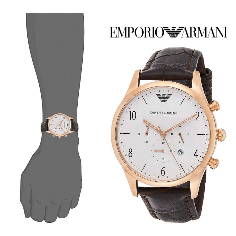 Emporio Armani Beta Chronograph White Dial Brown Leather Strap Watch For Men - AR1916 Buy Now By Emporio Armani