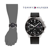 Tommy Hilfiger Larson Chronograph Black Dial Black Leather Strap Watch For Men - 1791984 Buy Now By Tommy Hilfiger