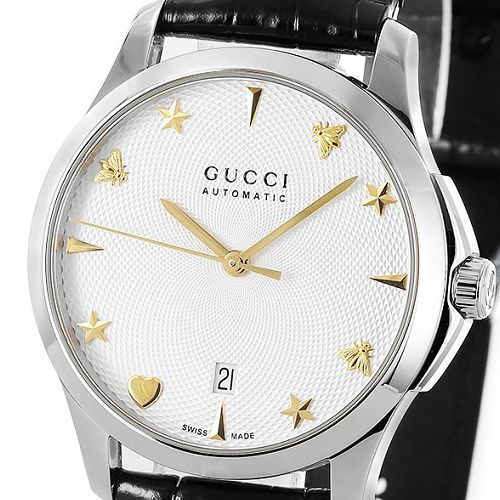 Gucci G Timeless Automatic Silver Dial Black Leather Strap Unisex Watch - YA126468 Buy Now By Gucci