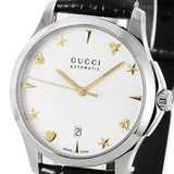 Gucci G Timeless Automatic Silver Dial Black Leather Strap Unisex Watch - YA126468 Buy Now By Gucci