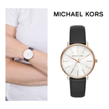 Michael Kors Pyper Quartz White Dial Black Leather Strap Watch For Women - MK2834 Buy Now By Michael Kors