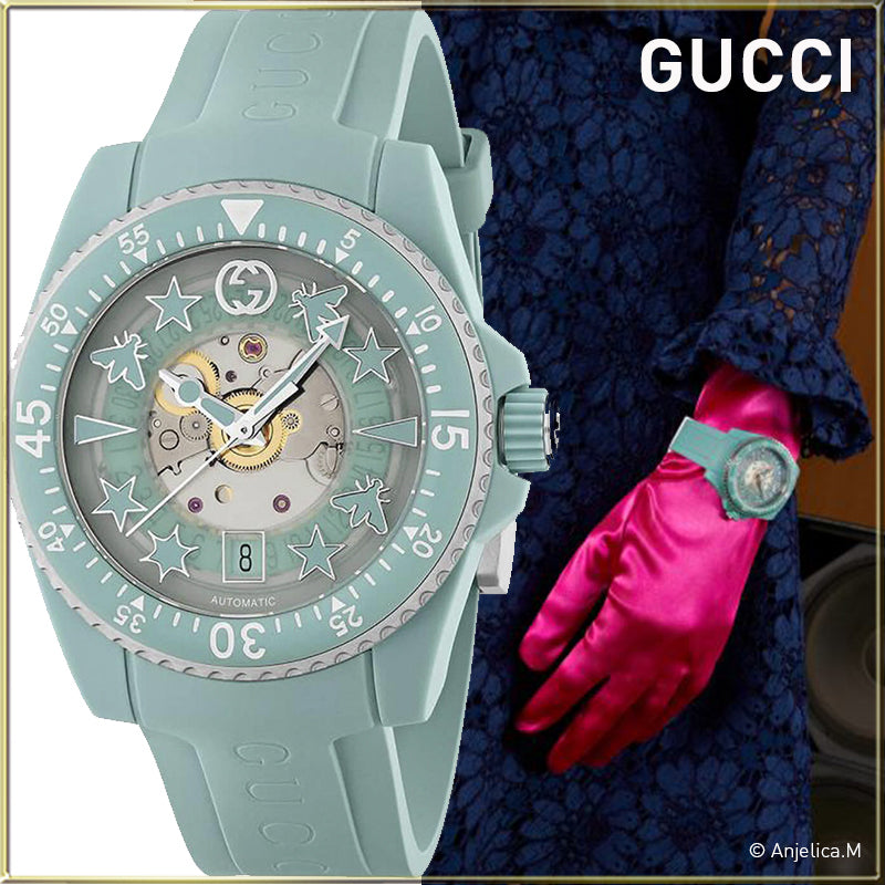 Gucci Dive Automatic Green Dial Green Rubber Strap Unisex Watch - YA136344 Buy Now By Gucci