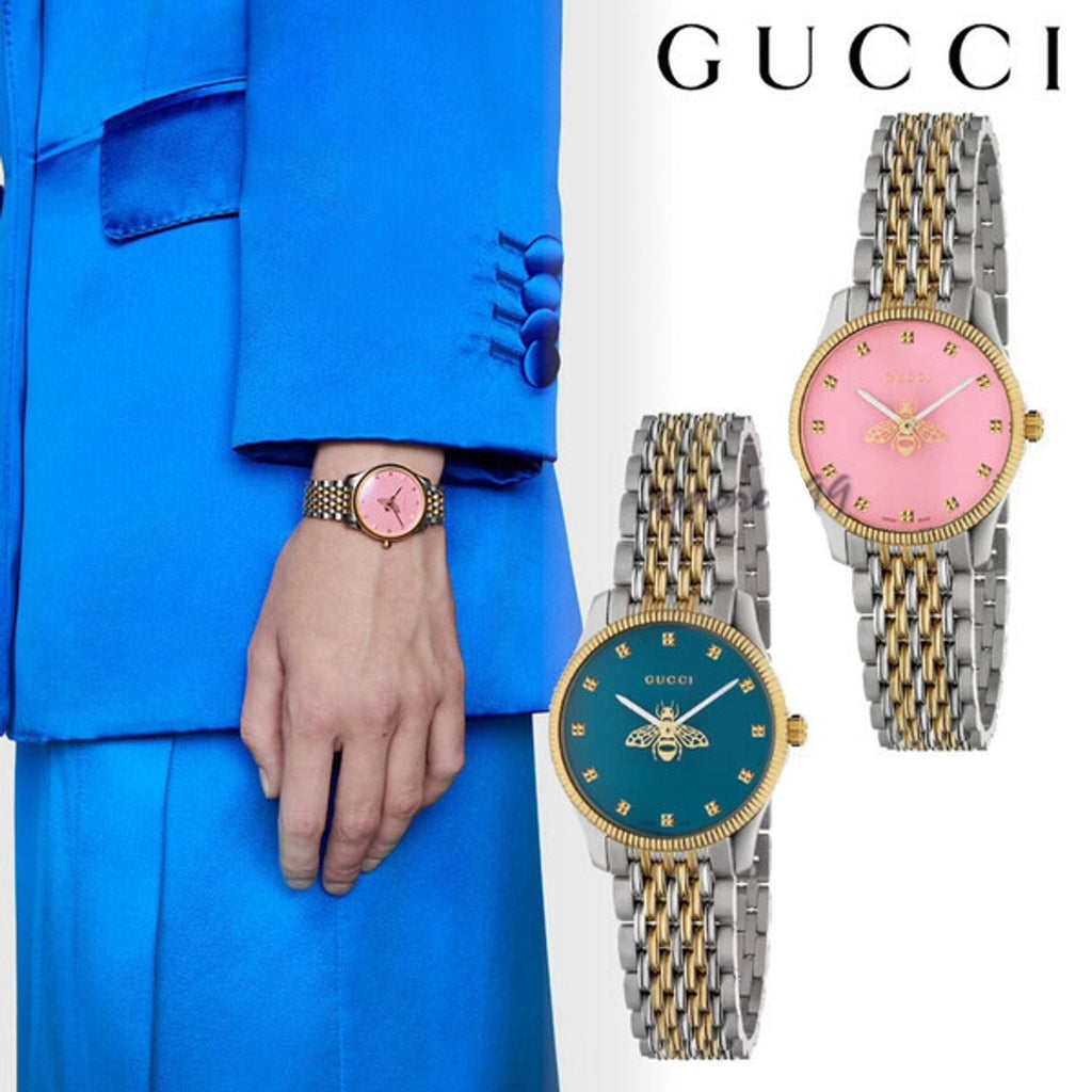 Gucci G Timeless Quartz Pink Dial Two Tone Steel Strap Watch For Women - YA1265030 Buy Now By Gucci
