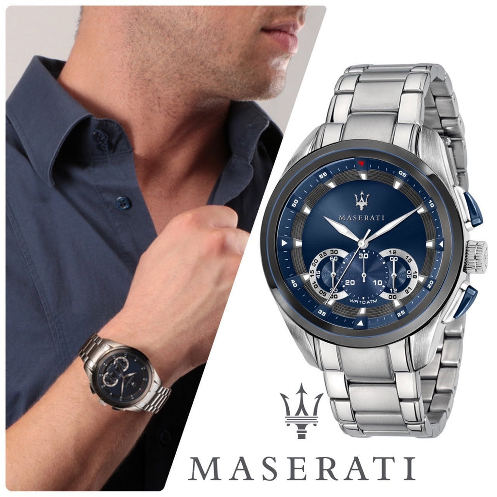 Maserati Traguardo Chronograph 45mm Blue Dial Stainless Steel Watch For Men - R8873612014 Buy Now By Maserati