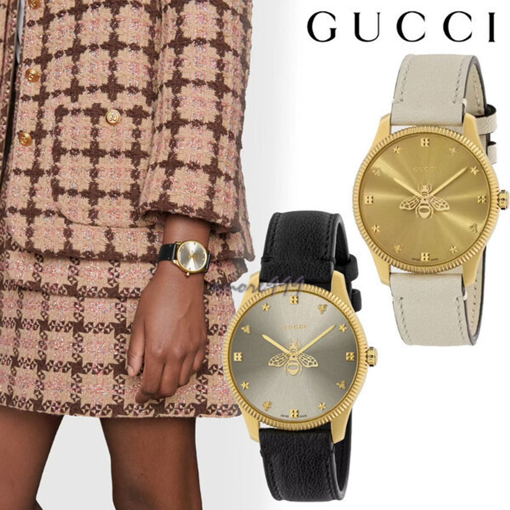 Gucci G Timeless Quartz Gold Dial Beige Leather Strap Watch For Women - YA1264180 Buy Now By Gucci