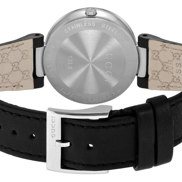 Gucci G Interlocking Black Dial Black Leather Strap Watch For Women - YA133301 Buy Now By Gucci