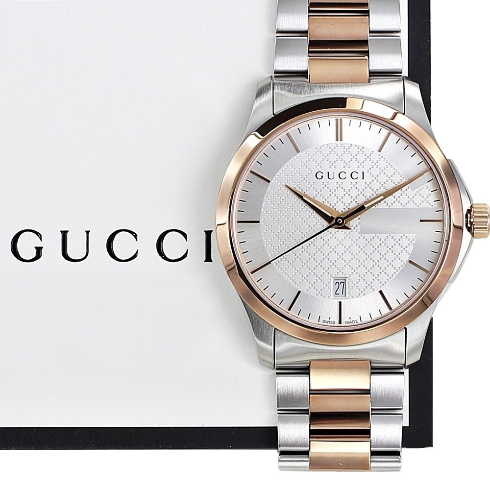Gucci G Timeless Silver Dial Two Tone Steel Strap Watch For Men - YA126473 Buy Now By Gucci
