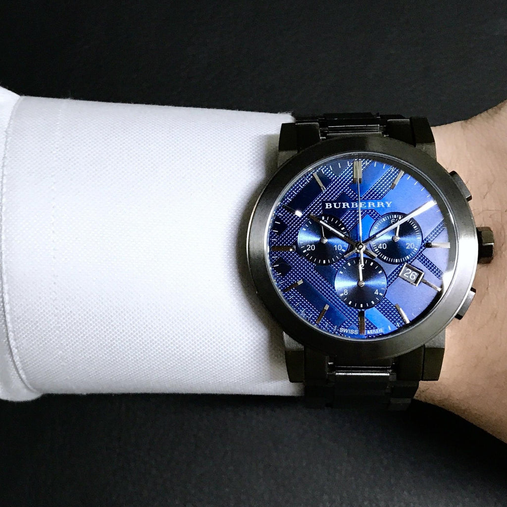 Burberry The City Navy Blue Dial Black Steel Strap Watch for Men - BU9365 Buy Now By Burberry