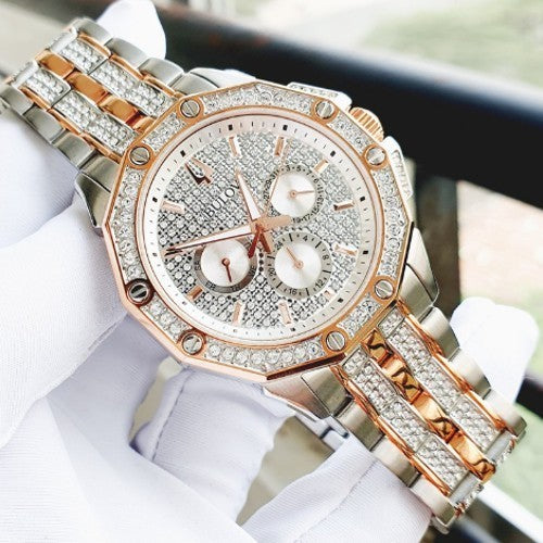 Bulova Octova Crystal Silver Dial Two Tone Steel Strap Watch for Men - 98C133 Buy Now By Bulova