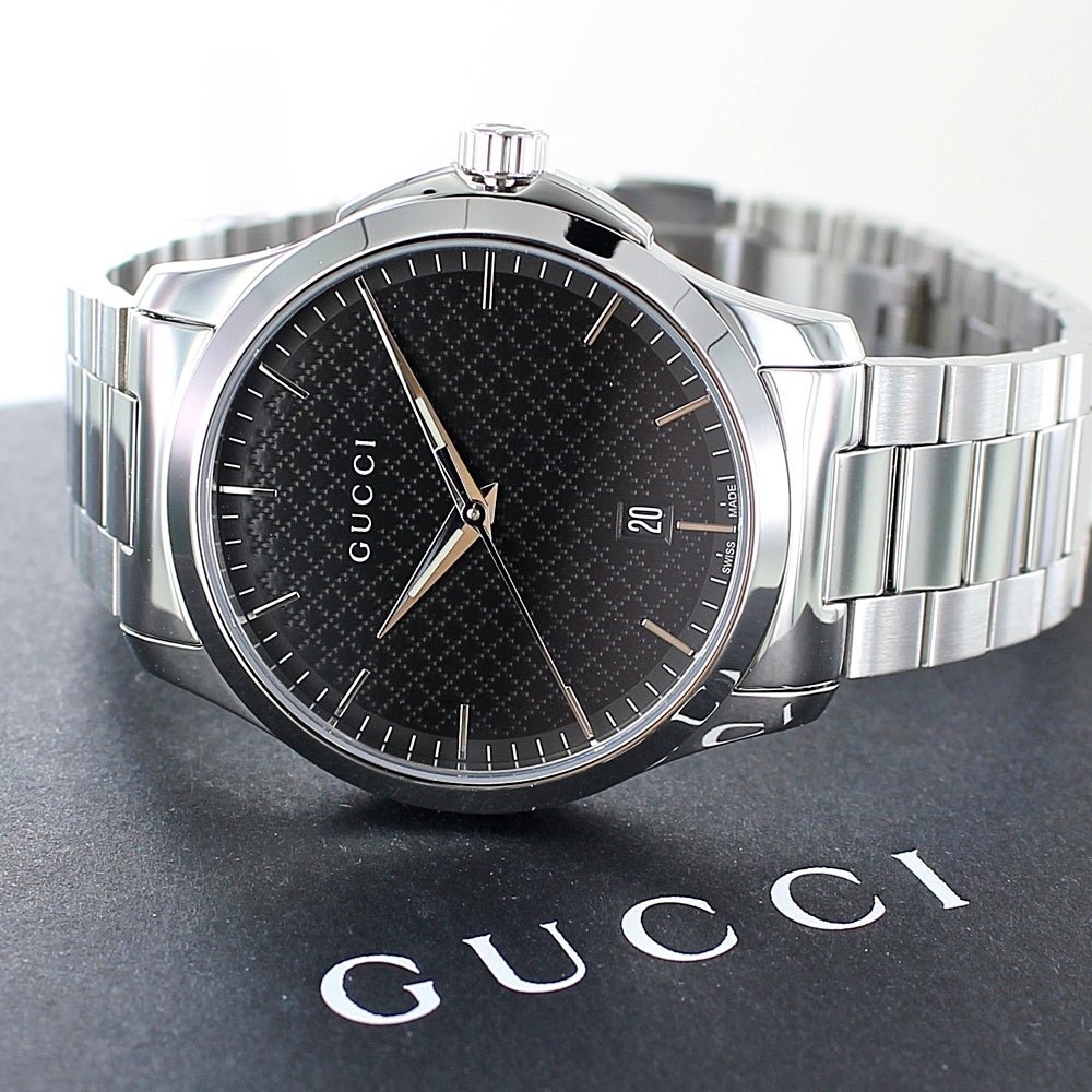 Gucci G Timeless Black Dial Silver Steel Strap Unisex Watch - YA126457 Buy Now By Gucci