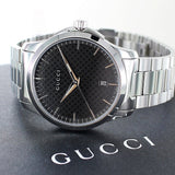 Gucci G Timeless Black Dial Silver Steel Strap Unisex Watch - YA126457 Buy Now By Gucci