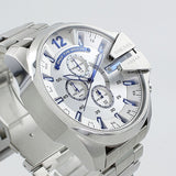 Diesel Mega Chief Chronograph White Dial Silver Steel Strap Watch For Men - DZ4477 Buy Now By Diesel