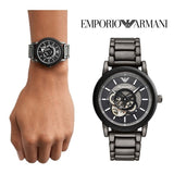 Emporio Armani Meccanico Automatic Black Dial Black Steel Strap Watch For Men - AR60010 Buy Now By Emporio Armani