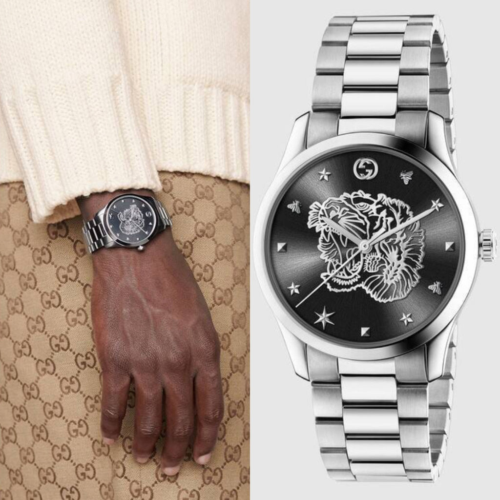 Gucci G Timeless Diamonds Black Dial Silver Steel Strap Watch For Women - YA1264125 Buy Now By Gucci