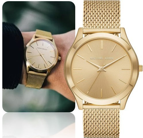 Michael Kors Slim Runway Quartz Gold Dial Gold Mesh Bracelet Watch For Women - MK8625 Buy Now By Michael Kors