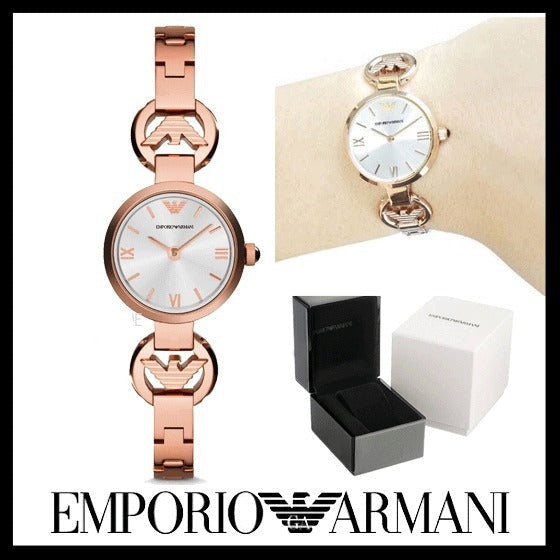 Emporio Armani Retro Quartz Silver Dial Rose Gold Steel Strap Watch For Women - AR1776 Buy Now By Emporio Armani