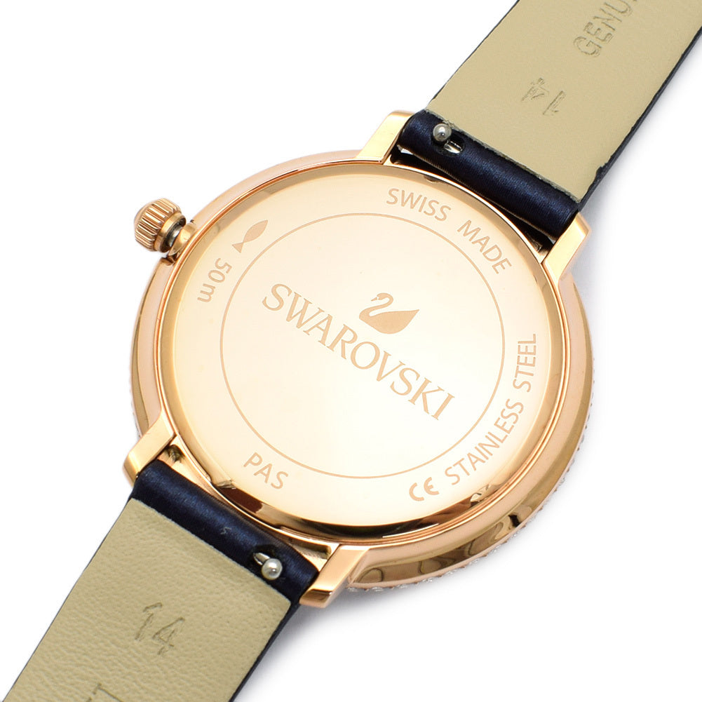 Swarovski Crystal Frost Blue Dial Blue Leather Strap Watch for Women - 5484061 Buy Now By Swarovski