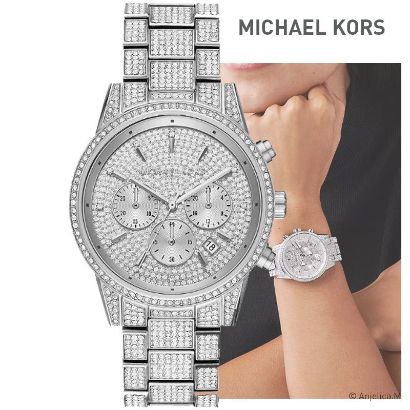 Michael Kors Ritz Chronograph Crystals Silver Dial Silver Steel Strap Watch for Women - MK6746 Buy Now By Michael Kors