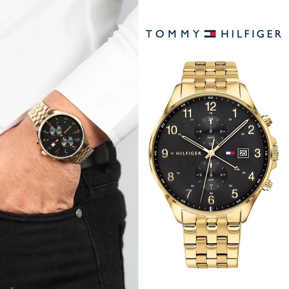 Tommy Hilfiger West Chronograph Quartz Black Dial Gold Steel Strap Watch For Men - 1791708 Buy Now By Tommy Hilfiger