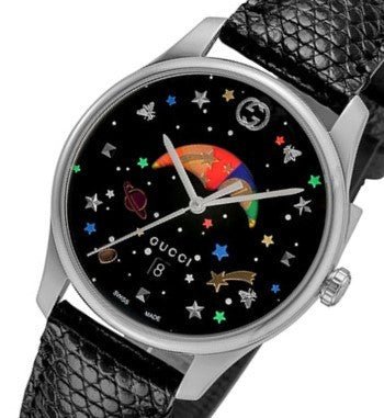 Gucci G-Timeless Moonphase Black Dial Black Leather Strap Watch For Men - YA1264045 Buy Now By Gucci