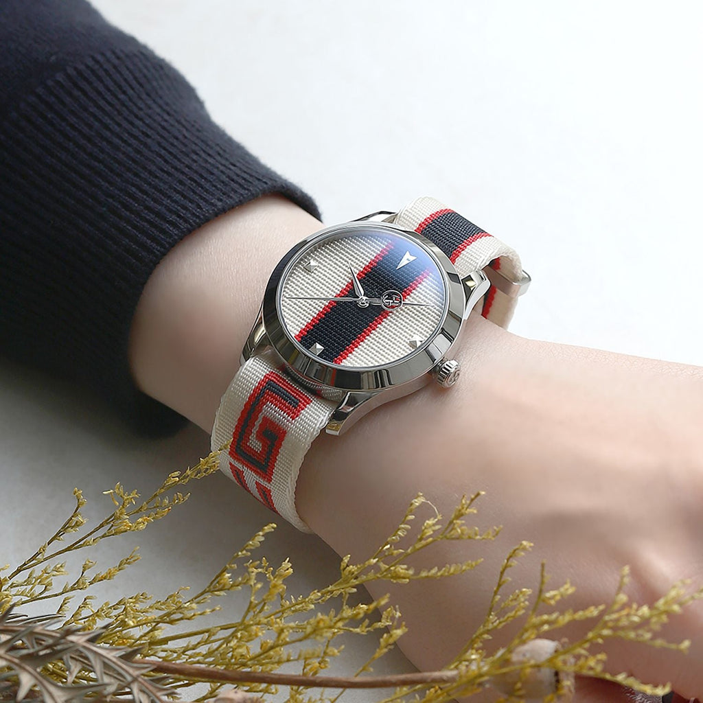 Gucci G Timeless Quartz White Dial Two Tone NATO Strap Watch For Men - YA1264071 Buy Now By Gucci