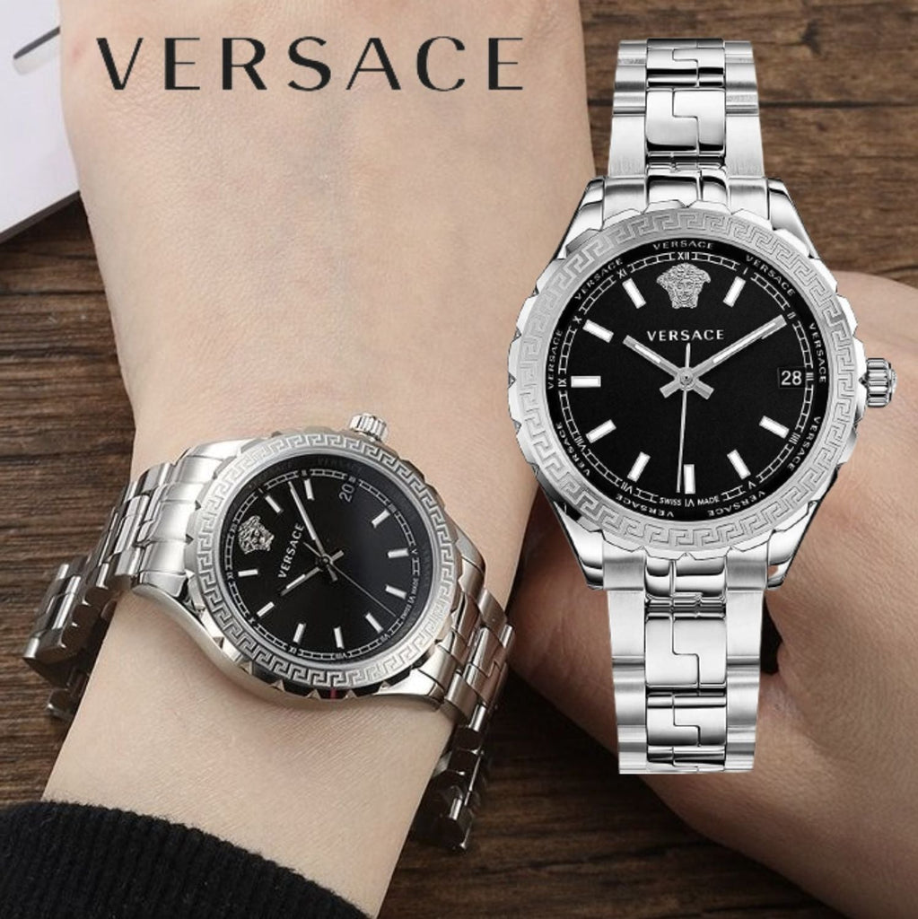 Versace Hellenyium Black Dial Silver Steel Strap Watch for Women - V12020015 Buy Now By Versace