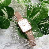 Daniel Wellington Quadro Melrose White Dial Gold Mesh Strap Watch For Women - DW00100431 Buy Now By Daniel Wellington