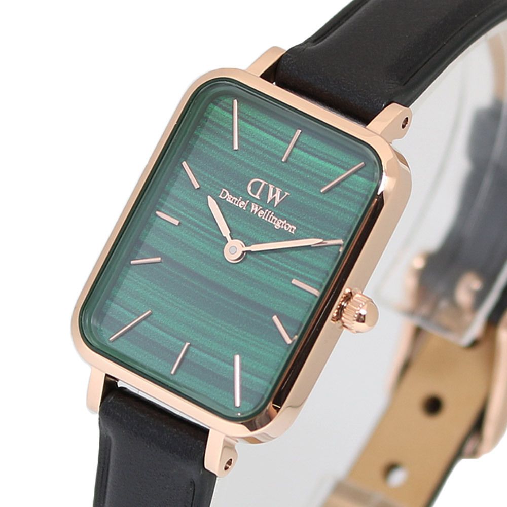 Daniel Wellington Quadro Pressed Sheffield Green Dial Black Leather Strap Watch For Women - DW00100439 Buy Now By Daniel Wellington