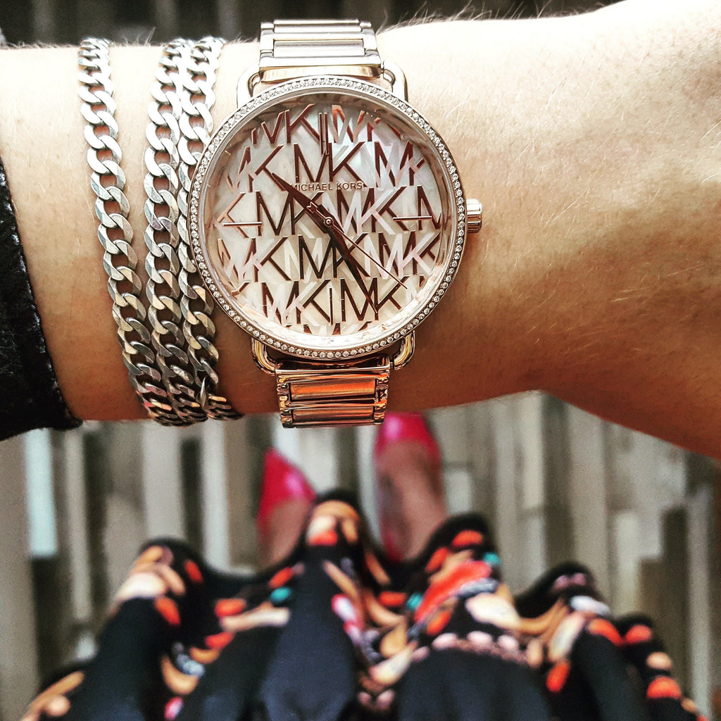 Michael Kors Portia Quartz Silver Dial Rose Gold Steel Strap Watch For Women - MK3887 Buy Now By Michael Kors