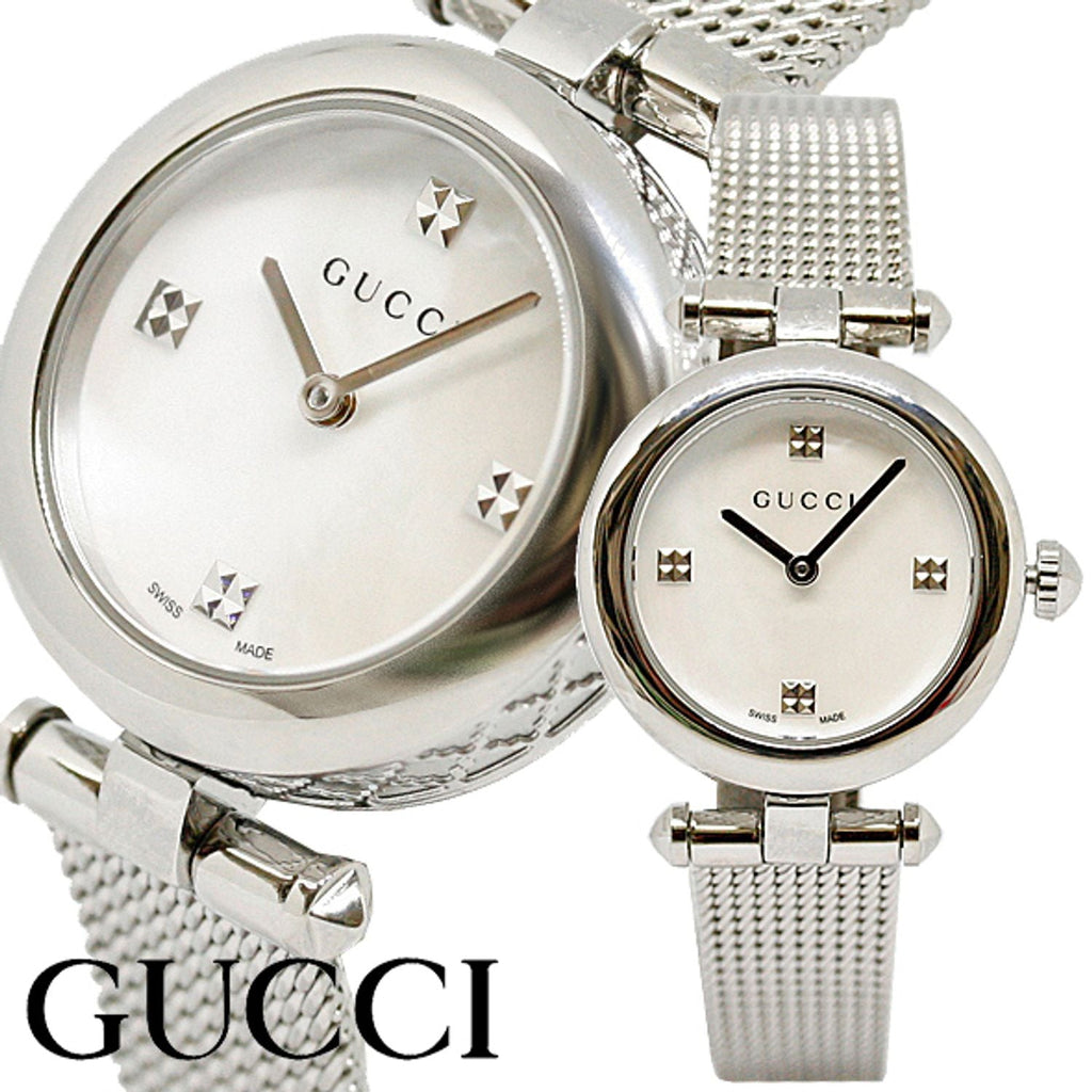 Gucci Diamantissima Quartz Diamonds Mother of Pearl Dial Silver Mesh Bracelet Watch for Women - YA141504 Buy Now By Gucci