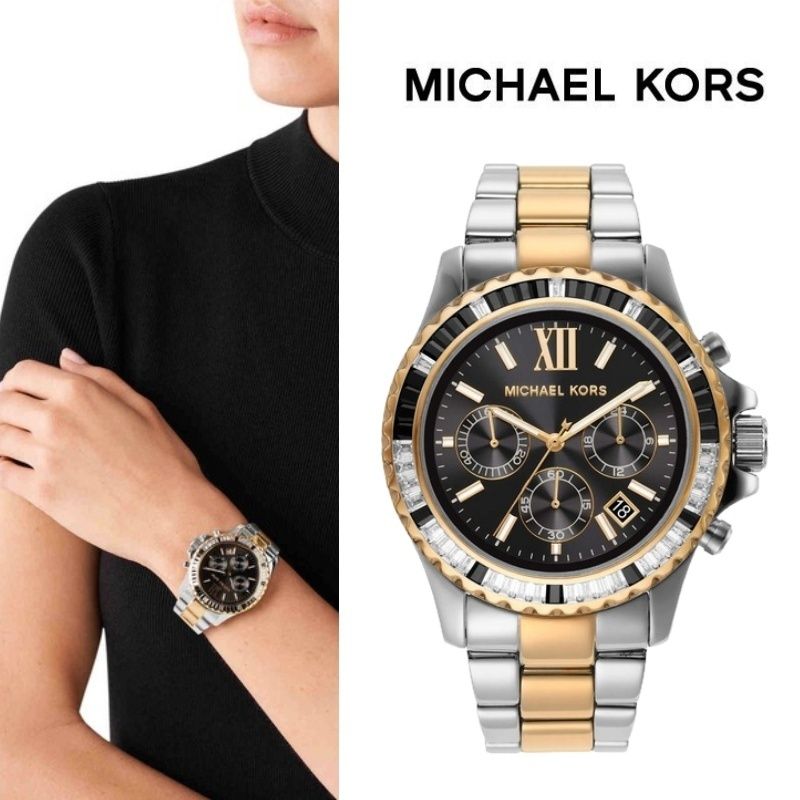Michael Kors Everest Chronograph Black Dial Two Tone Steel Strap Watch For Women - MK7209 Buy Now By Michael Kors