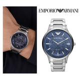 Emporio Armani Renato Automatic Blue Dial Silver Steel Strap Watch For Men - AR60037 Buy Now By Emporio Armani