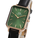 Daniel Wellington Quadro Pressed Melrose Emerald Green Dial Black Leather Strap Watch For Women - DW00100446 Buy Now By Daniel Wellington