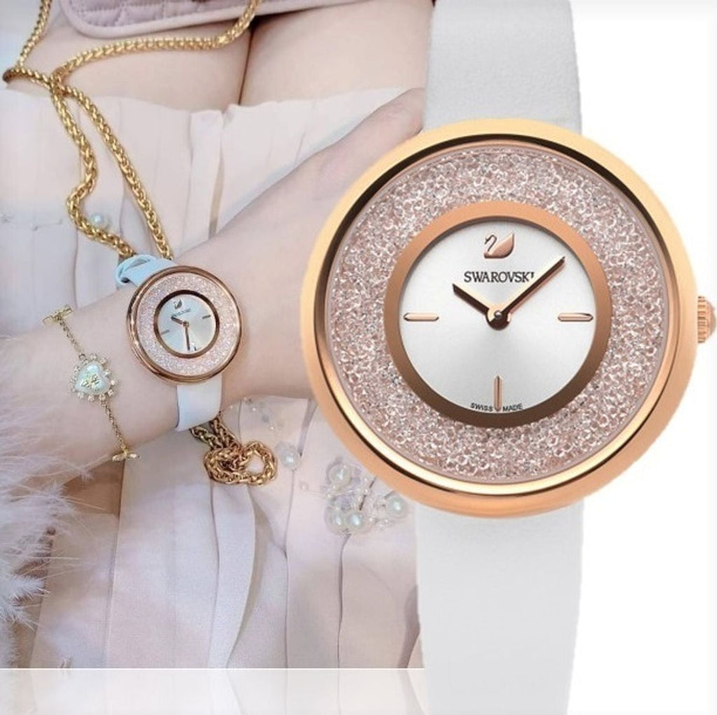 Swarovski Crystalline Pure White Dial White Leather Strap Watch for Women - 5376083 Buy Now By Swarovski