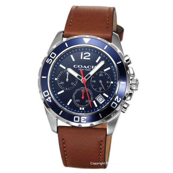Coach Kent Chronograph Blue Dial Brown Leather Strap Watch for Men - 14602560 Buy Now By Coach