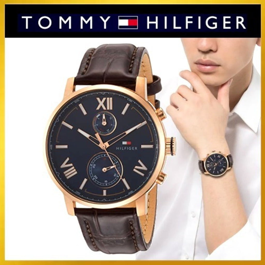 Tommy Hilfiger Aiden Quartz Blue Dial Brown Leather Strap Watch for Men - 1791308 Buy Now By Tommy Hilfiger