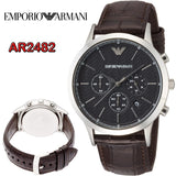 Emporio Armani Renato Chronograph Black Dial Brown Leather Strap Watch For Men - AR2482 Buy Now By Emporio Armani