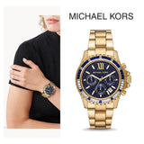 Michael Kors Everest Chronograph Blue Dial Gold Steel Strap Watch For Women - MK6971 Buy Now By Michael Kors