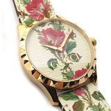 Gucci G Timeless Floral Gold Dial White Leather Strap Watch For Women - YA1264084 Buy Now By Gucci
