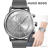 Hugo Boss Architectural Grey Dial Grey Leather Strap Watch for Men - 1513570 Buy Now By Hugo Boss