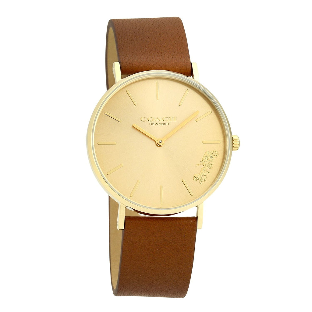 Coach Perry Analog Gold Dial Brown Leather Strap Watch for Women - 14503331-C Buy Now By Coach