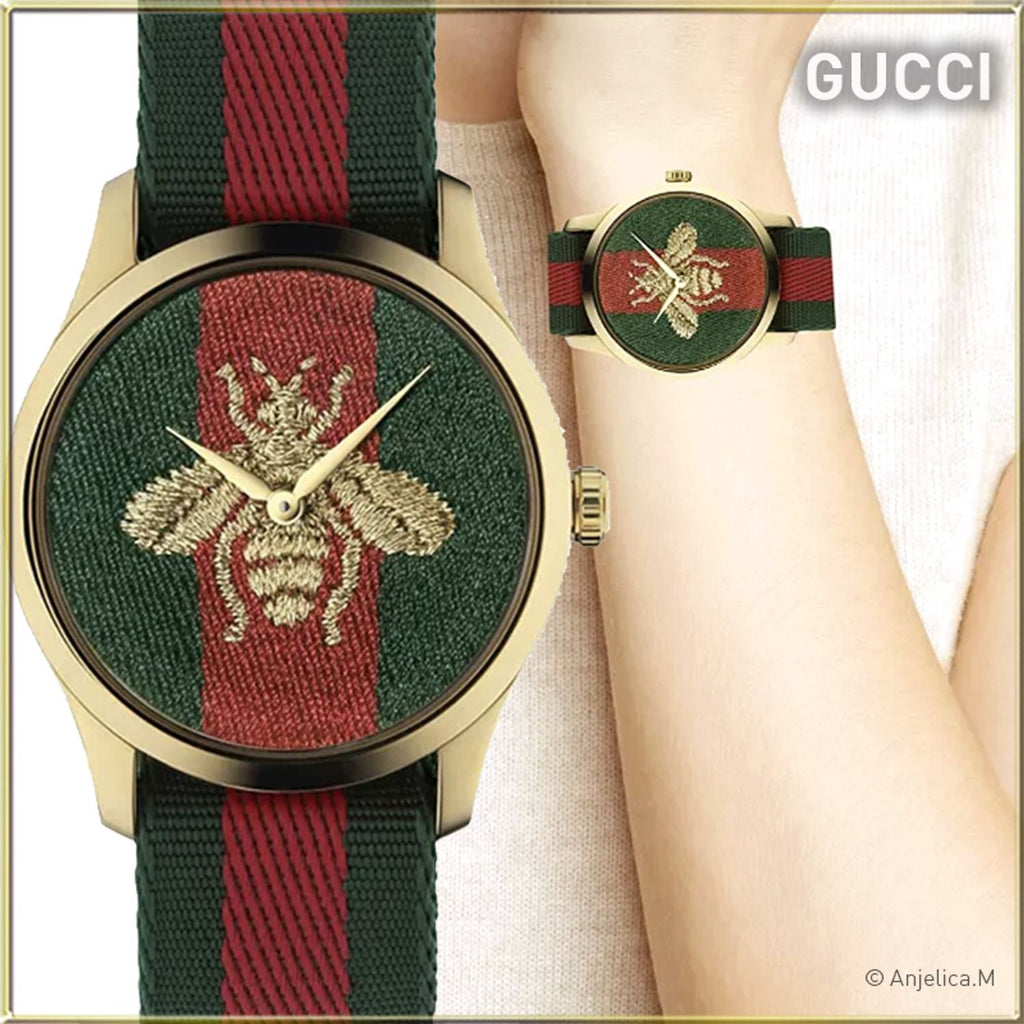 Gucci G Timeless Quartz Green & Red Dial Green & Red NATO Strap Watch For Men - YA126487A Buy Now By Gucci