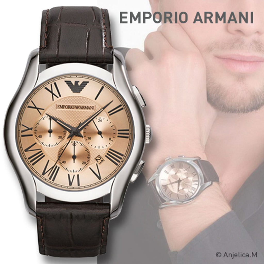 Emporio Armani Valente Chronograph Brown Dial Brown Leather Strap Watch For Men - AR1785 Buy Now By Emporio Armani