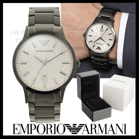Emporio Armani Renato Quartz Grey Dial Grey Steel Strap Watch For Men - AR11120 Buy Now By Emporio Armani