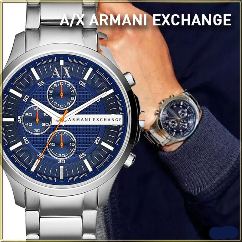 Armani Exchange Hampton Chronograph Blue Dial Silver Steel Strap Watch For Men - AX2155 Buy Now By Armani Exchange